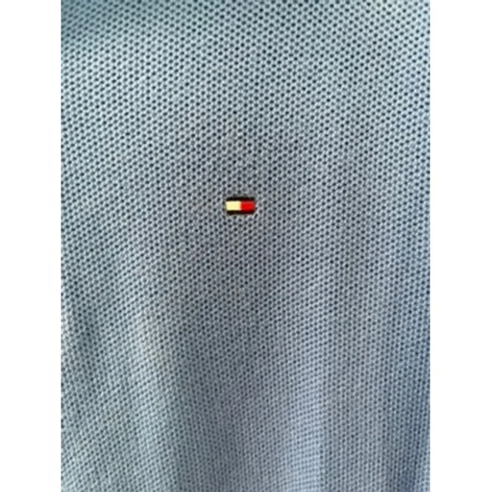 Tommy Hilfiger Mens XL Light Blue Quarter Zip Cotton Knit Sweater 673681